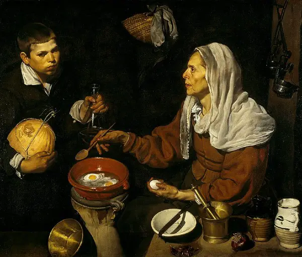 Diego Velázquez - Femeie in varsta prajind oua