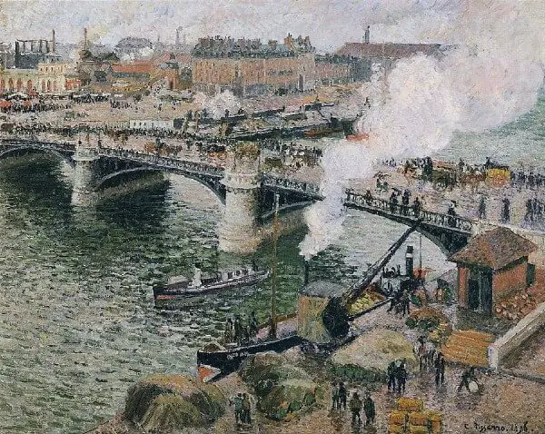 49. Podul Boieldieu din Rouen, vreme ploioasa - Pissarro
