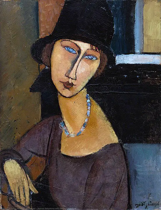 Amedeo Modigliani - Jeanne Hébuterne cu palarie si colier (1917)