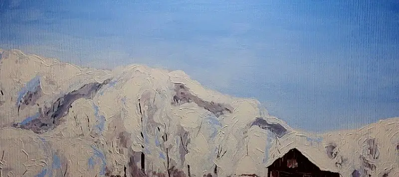 pictura peisaj de iarna